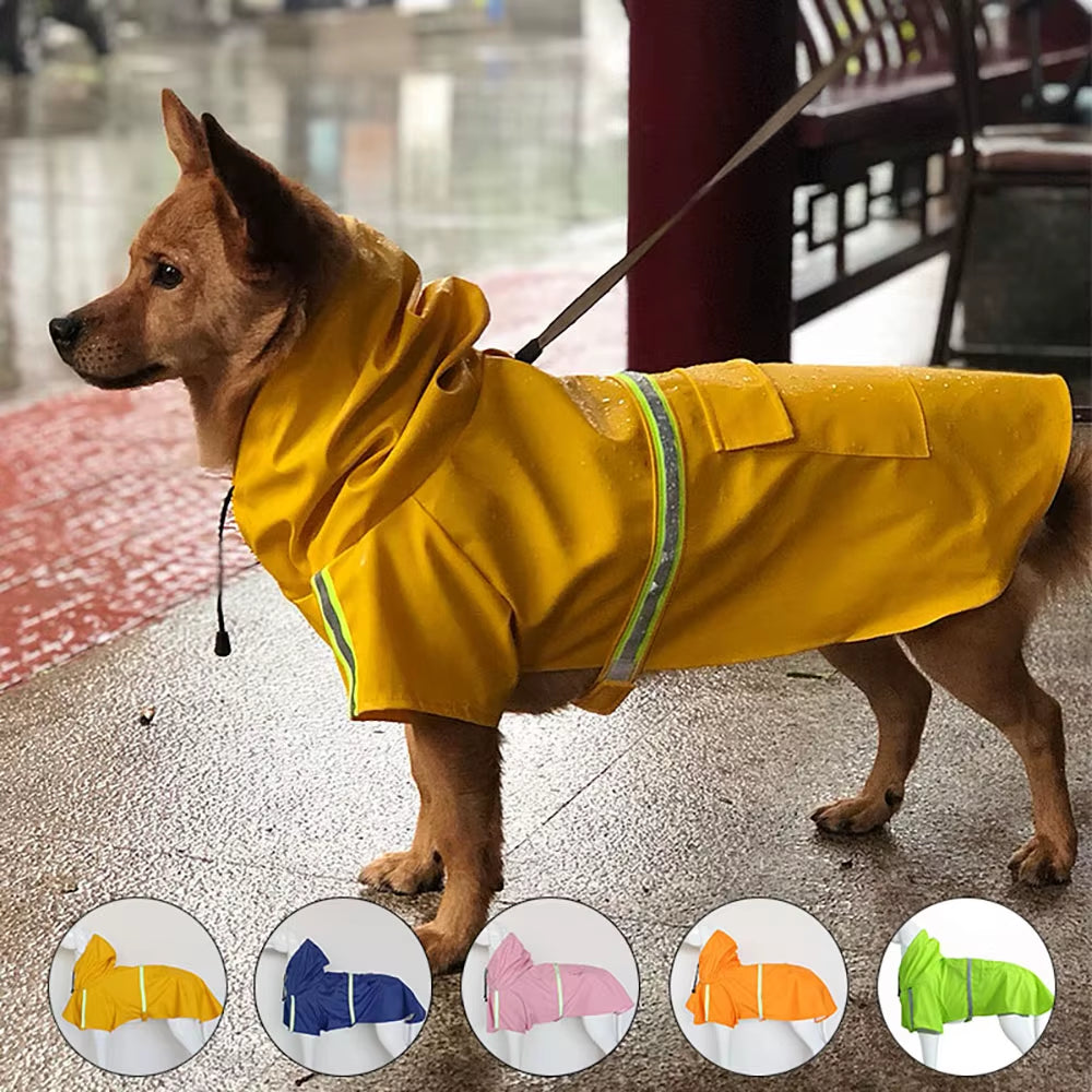 Large Dog Raincoat Corgi Cloak Style Puppy Waterproof Dog Clothes Reflective Pet Windproof Rainproof Hooded Raincoat for Dog