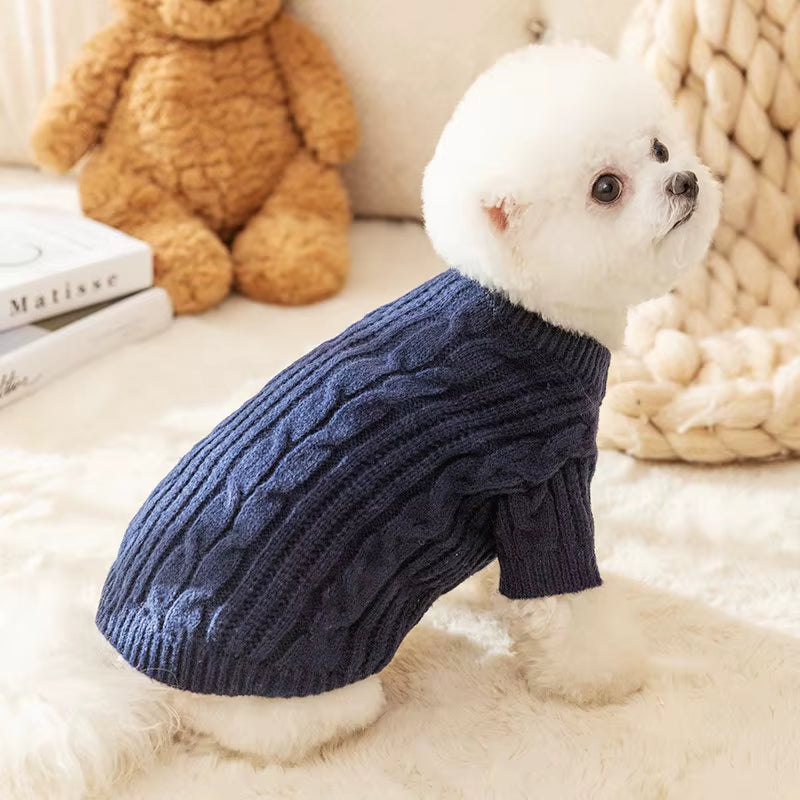 Winter Dog Clothes Warm Pet Dog Sweaters Luxury Puppy Knit Pullovers Cute Cat Turtleneck French Bulldogs Dog Clothes Pet Outfits